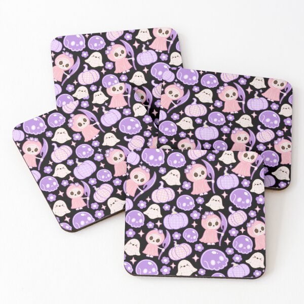 Item preview, Pastel Goth Kawaii Halloween Skulls, Ghosts and Pumpkins Pattern designed and sold by Britishdelights.
