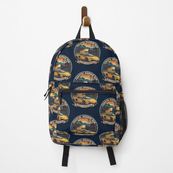 Item preview, Coastal Harbor Run - Yellow Supercar and Vintage Ships at Sunset designed and sold by Chroma Dreams .