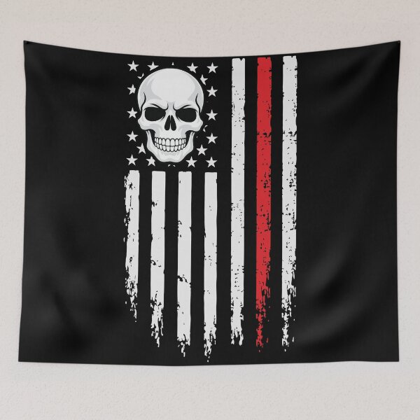 Item preview, Thin Red Line Skull - American Flag Skull   designed and sold by Marshallamoakohene.