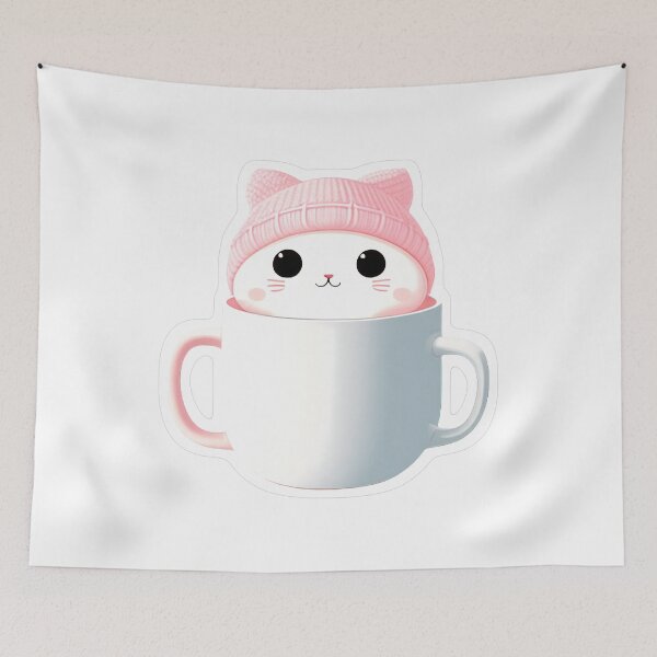 Item preview, Cozy Cat in Pink Beanie designed and sold by For-Cat Studio.