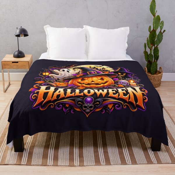 Item preview, Spooky Halloween Pumpkin Witch Hat Ghost Bat and Skull designed and sold by DIB Designs – Express Your Style.