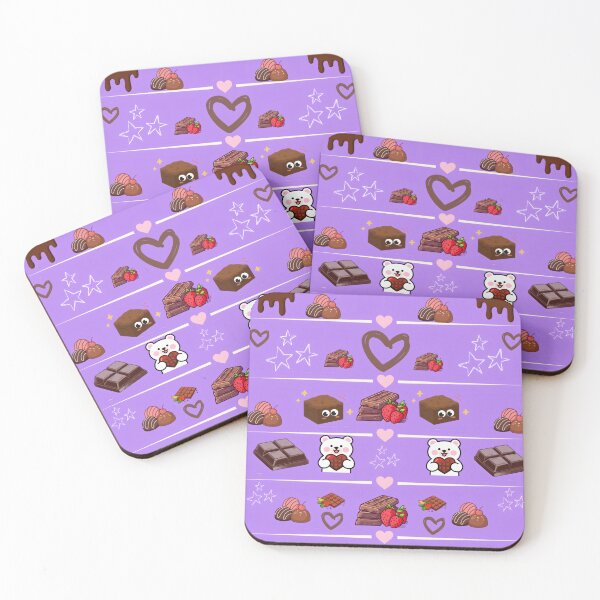 Item preview, Kawaii Bear Brownie Chocolate Lavender Pattern designed and sold by Azurart2.