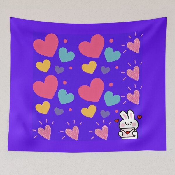 Item preview, Kawaii Bunny Love Letter Hearts Art designed and sold by Azurart2.