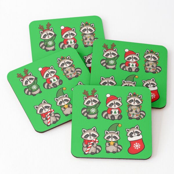 Item preview, Mapaches con estilo navideño designed and sold by Konvero.