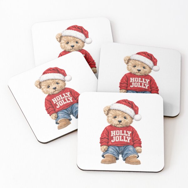 Item preview, Holly Jolly Christmas Teddy Bear | Vintage Preppy Holiday Bear designed and sold by kjanedesigns.