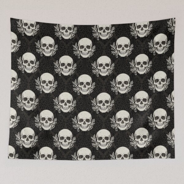 Item preview, Vintage Gothic Skull Floral Damask Pattern designed and sold by Claudia S. Design.