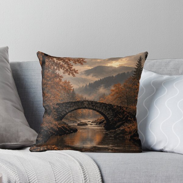 Item preview, Autumn Mountain Bridge Vintage Landscape Art designed and sold by JalwaWear.