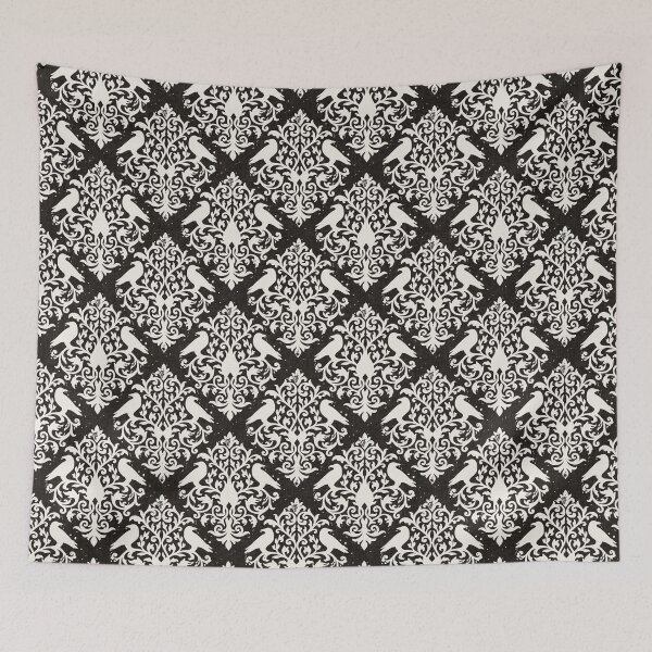 Item preview, Gothic Raven Damask Pattern White on Black designed and sold by Claudia S. Design.