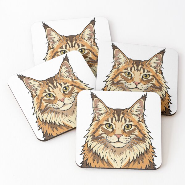 Item preview, Cute Maine Coon Cat Head Simple 2D Cartoon Style designed and sold by CraftyUniverse.