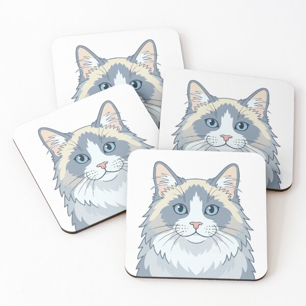 Item preview, Cute Ragdoll Cat Head Simple 2D Cartoon Style designed and sold by CraftyUniverse.
