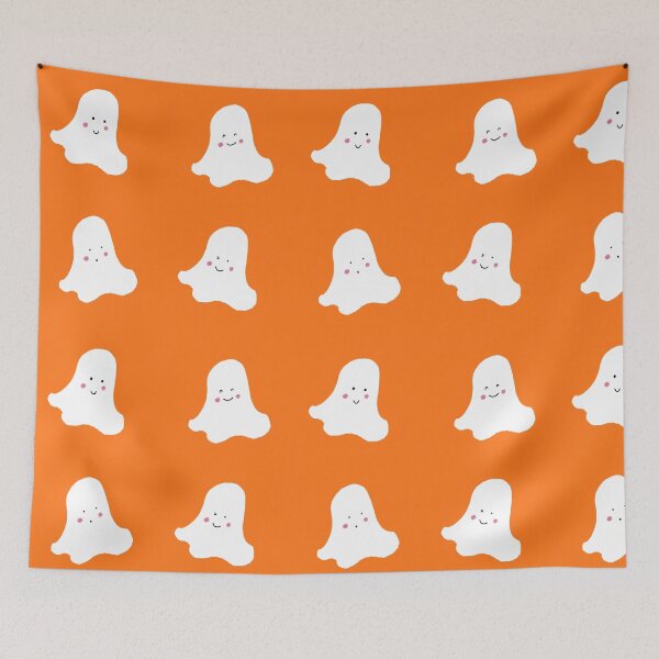 Item preview, Cute Shy Spooky Halloween Ghosts (Orange Background) designed and sold by Designs by Sara Felton.