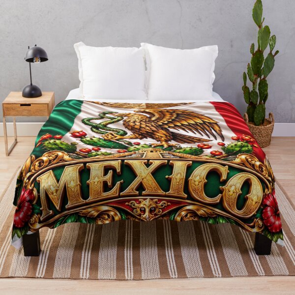 Item preview, Mexico Flag 3D Metallic Gold Eagle Emblem – Aztec Inspired Mexican Heritage Artwork, Patriotic Mexico Design designed and sold by GoodPlaceToShop.