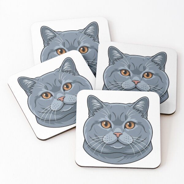 Item preview, Cute British Shorthair Cat Head Simple 2D Cartoon Style designed and sold by CraftyUniverse.