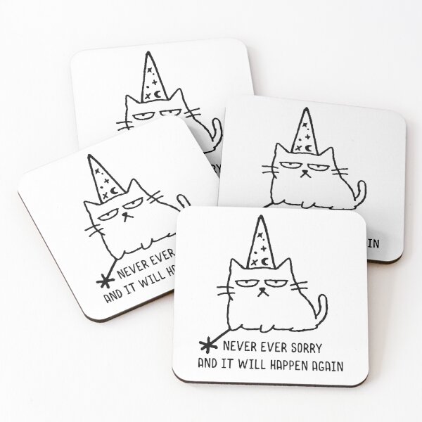 Item preview, Never Ever Sorry And It Will Happen Again – Grumpy Wizard Cat designed and sold by witchlingart.