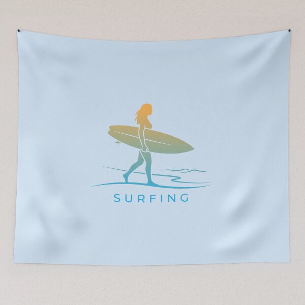 Item preview, Surfer Girl Surf Beach Summer Waves Ocean Surfing Graphic    designed and sold by KiwiRider.