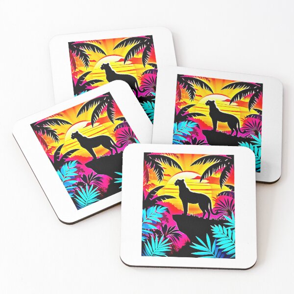 Item preview, Black Panther Silhouette in a Neon Tropical Jungle designed and sold by Yasela9.