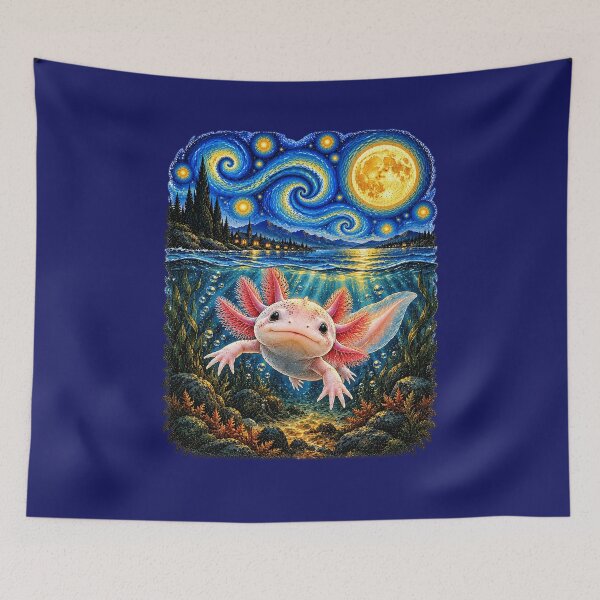 Item preview, Axolotl Vintage Retro Sunset Aquarium Pet designed and sold by MalwasBasket.