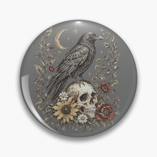 Item preview, Crow Skull Floral Gothic Botanical Artwork designed and sold by BreezifyDesignStudio.