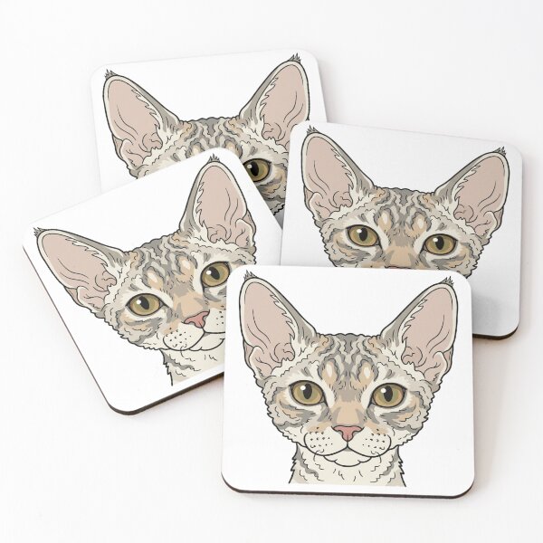 Item preview, Cute Devon Rex Cat Head Simple 2D Cartoon Style designed and sold by CraftyUniverse.