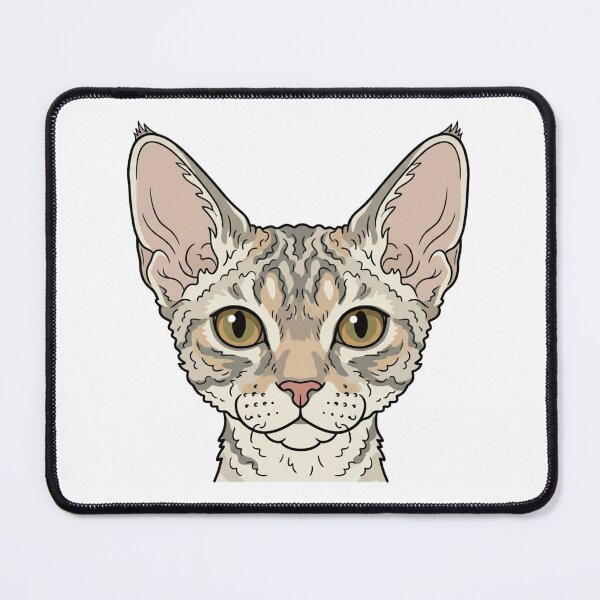 Item preview, Cute Devon Rex Cat Head Simple 2D Cartoon Style designed and sold by CraftyUniverse.