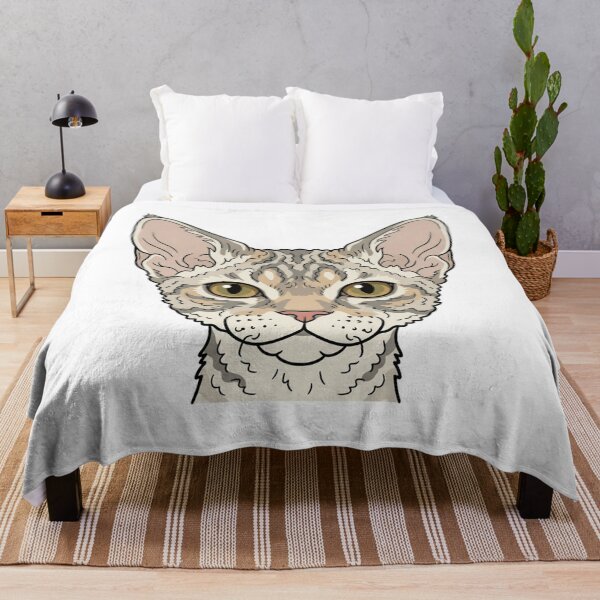 Item preview, Cute Devon Rex Cat Head Simple 2D Cartoon Style designed and sold by CraftyUniverse.