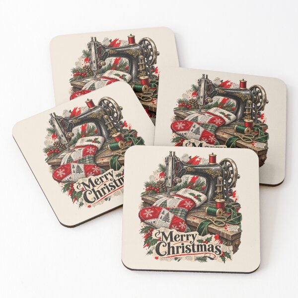 Item preview, Sewing machine prepares Christmas stockings among threads designed and sold by Honu2025.
