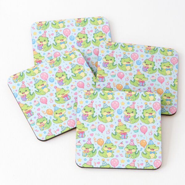 Item preview, Cute Kawaii Birthday Crocodiles with Balloons and Gifts Pastel Pattern designed and sold by Soft Berry Studio.