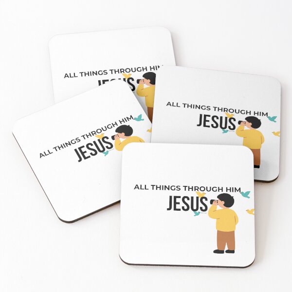 Item preview, All Things Through Him Jesus Christian Verse Illustration designed and sold by LensDyn™.