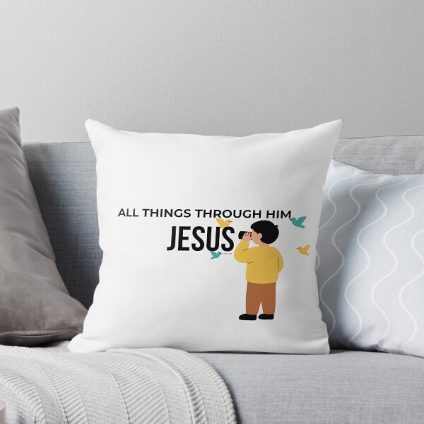 Item preview, All Things Through Him Jesus Christian Verse Illustration designed and sold by LensDyn™.