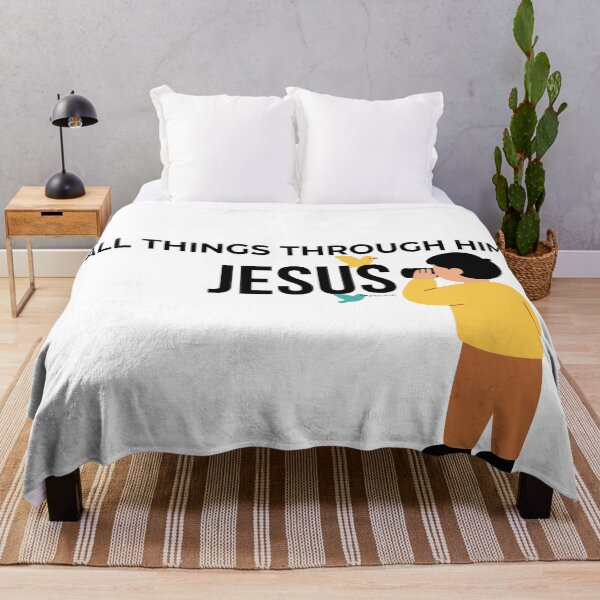 Item preview, All Things Through Him Jesus Christian Verse Illustration designed and sold by LensDyn™.
