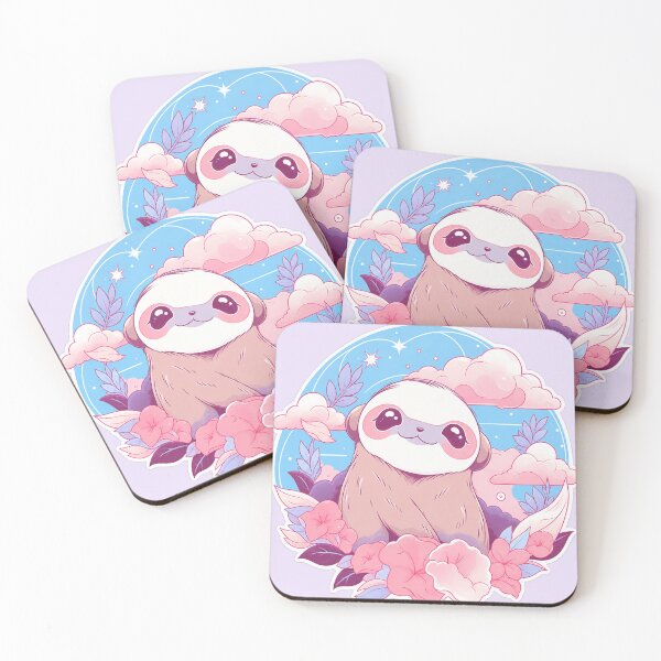 Item preview, Pastel Kawaii Sloth with Pink Flowers and Dreamy Blue Sky designed and sold by TrendznHitz.