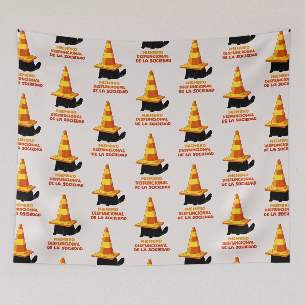 Item preview, Black Cat Traffic Cone Poster – Malfunctioning Member of Society Art Print designed and sold by La Loca.