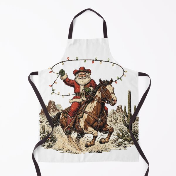 Item preview, Vintage Cowboy Santa Christmas Art - Apron designed and sold by Usrbrands.
