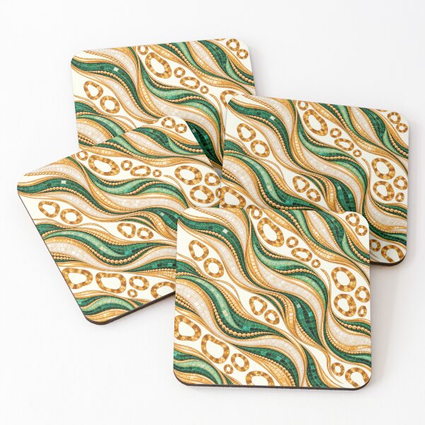 Item preview, Emerald Mosaic Luxe – Gold and Ivory Waves designed and sold by annenambiro.