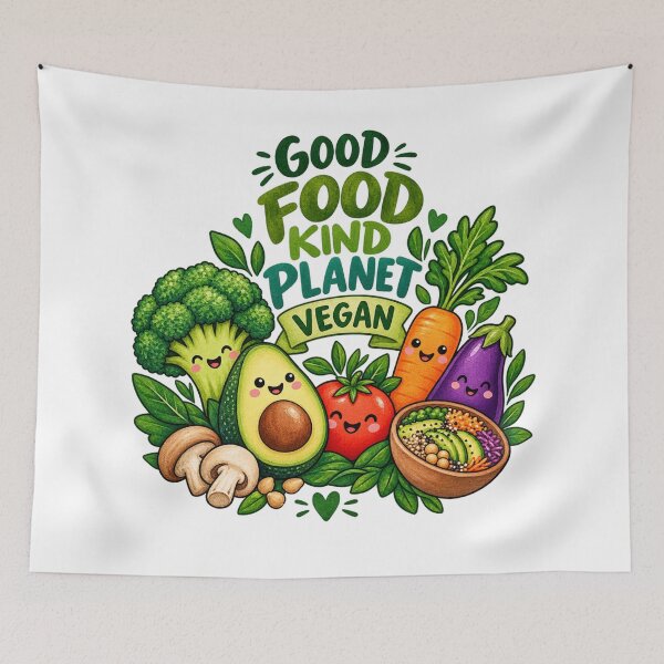 Item preview, Good Food Kind Planet Vegan Cute Vegetables Illustration designed and sold by JrNergal.