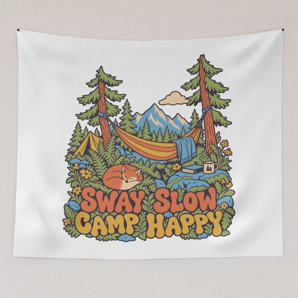 Item preview, Sway Slow Camp Happy Hammock Forest Camping designed and sold by Summit Folk Studio.