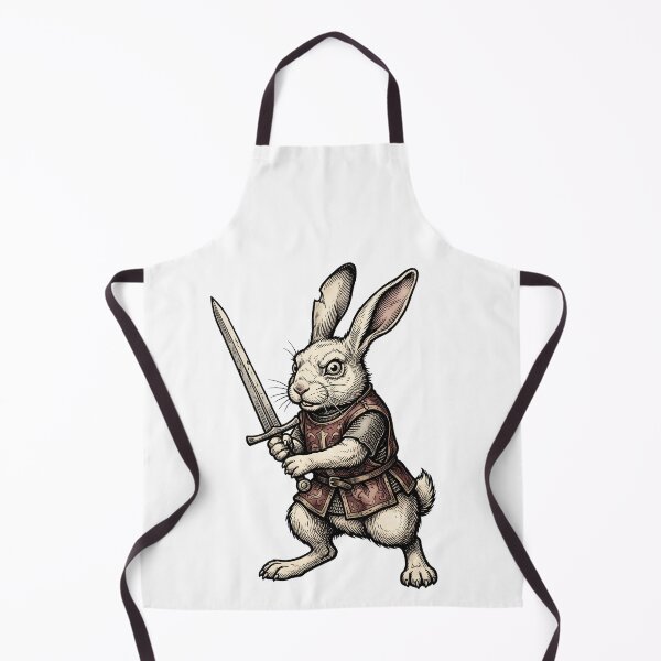 Item preview, Medieval Killer Bunny With Sword Vintage Woodcut Sarcastic Rabbit Sticker designed and sold by Thuzito.
