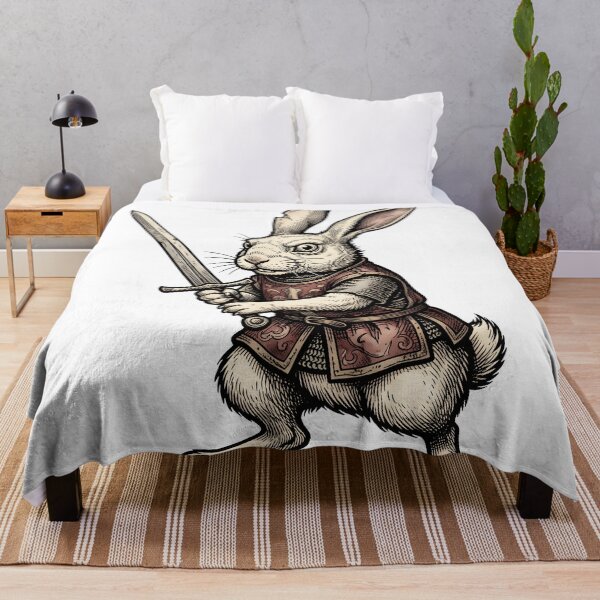 Item preview, Medieval Killer Bunny With Sword Vintage Woodcut Sarcastic Rabbit Sticker designed and sold by Thuzito.