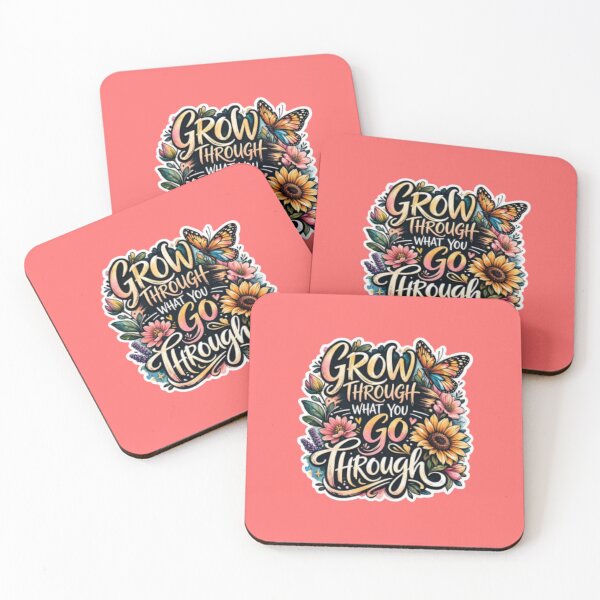 Item preview, Grow Through What You Go Through - Colorful Floral Butterfly Quote Sticker designed and sold by Nicolae-SCROCIOB-Shop.