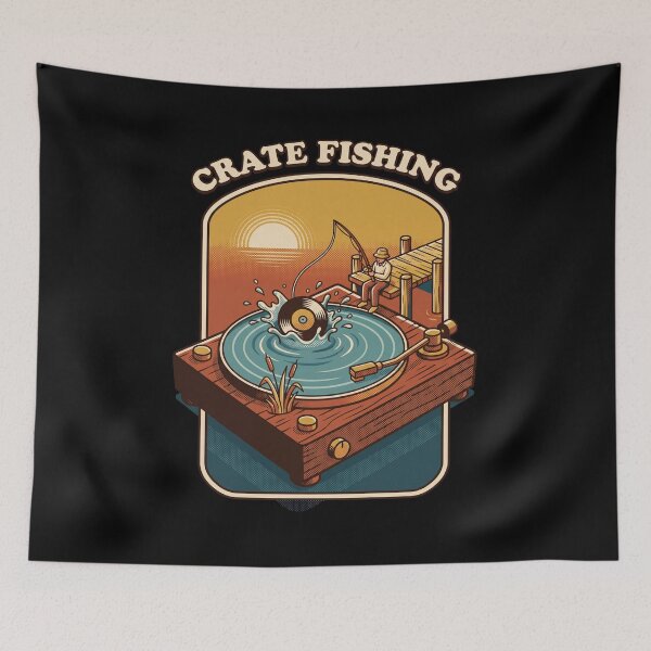 Item preview, Record Player Pond Crate Fishing Surreal Vinyl Collector designed and sold by nessismore.