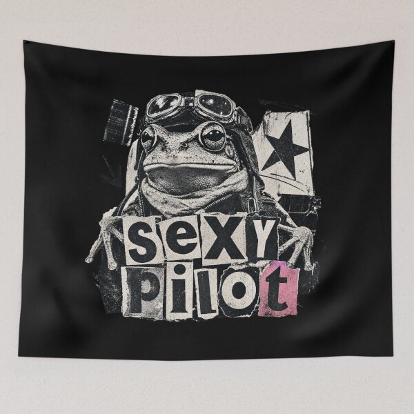 Item preview, Sexy Pilot Frog Vintage Zine T-Shirt | Funny Aviator Toad Newspaper Collage Gift designed and sold by illeN-Art-World.