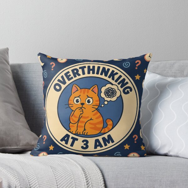 Item preview, Overthinking at 3 AM Funny Anxious Cat Late Night Thoughts Gift designed and sold by mo-carnival.