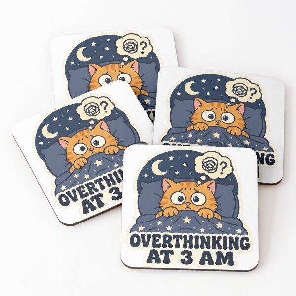 Item preview, Overthinking at 3 AM Funny Anxious Cat Late Night Thoughts Gift designed and sold by mo-carnival.