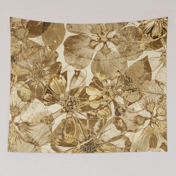 Item preview, Golden Pressed Flowers Vintage Floral Design designed and sold by Elżbieta  Kaps.