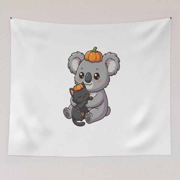 Item preview, Cute Koala Hugging Black Cat Pumpkin    designed and sold by Ella_Sketch.