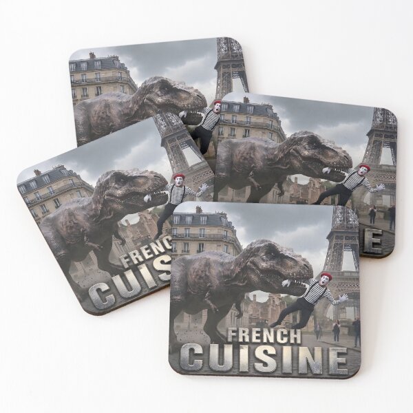 Item preview, French Cuisine: Funny T-Rex Eating a Mime at the Eiffel Tower Paris Dinosaur Pun designed and sold by TeeBeeDesigns.