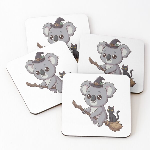 Item preview, Cute Witch Koala Broomstick Black Cat designed and sold by Ella_Sketch.