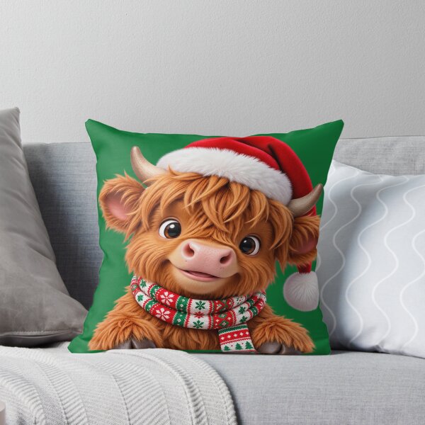 Item preview, Cozy Christmas Highland Cow – Sweet Santa Calf in Winter Scarf designed and sold by JanRizz.