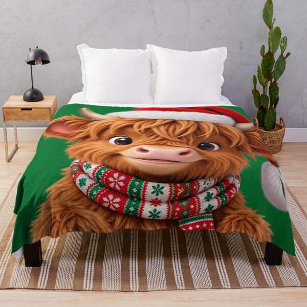 Item preview, Cozy Christmas Highland Cow – Sweet Santa Calf in Winter Scarf designed and sold by JanRizz.