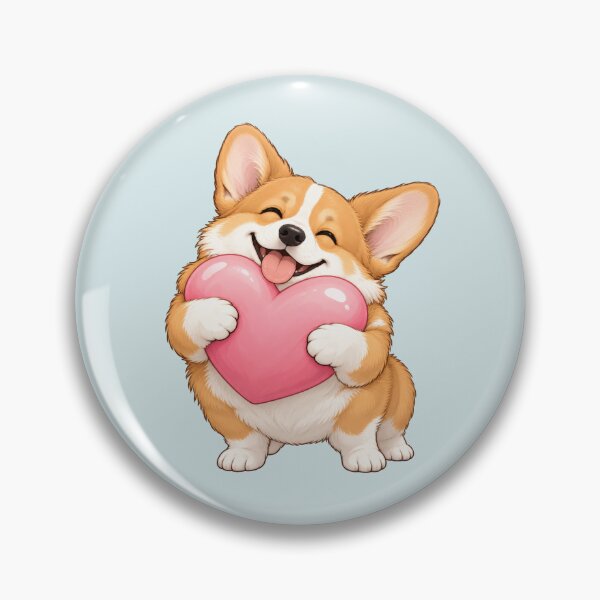 Item preview, Cute Corgi Puppy Hugging Pink Heart Illustration for Dog Lovers designed and sold by Theproxmrt.